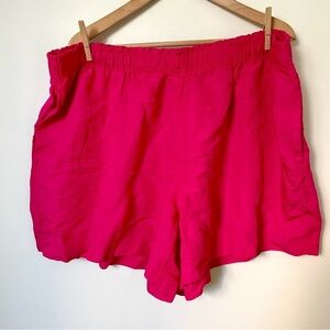 H&M Linen Blend Pink Pull On Elastic Waist Shorts NWT Size XXL